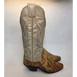 Womens Size 6 B Olathe Exotic Eel Skin Brown Leather Western Cowboy Boots
